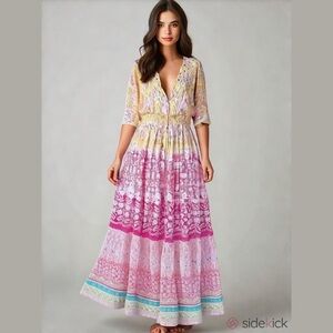 House of Harlow 1960 Short Sleeve Boho Maxi Dress